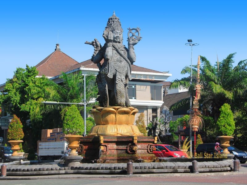 denpasar, bali, city, town, denpasar city, capital city, bali capital city, four face statue