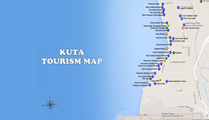 kuta map, kuta beach, bali tourism, bali tourism maps, travel guides
