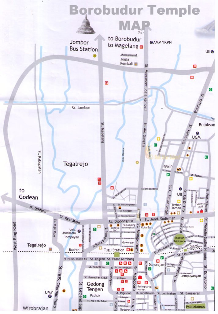 borobudur map, yogyakarta, tourism map, yogyakarta tourism maps, travel guides