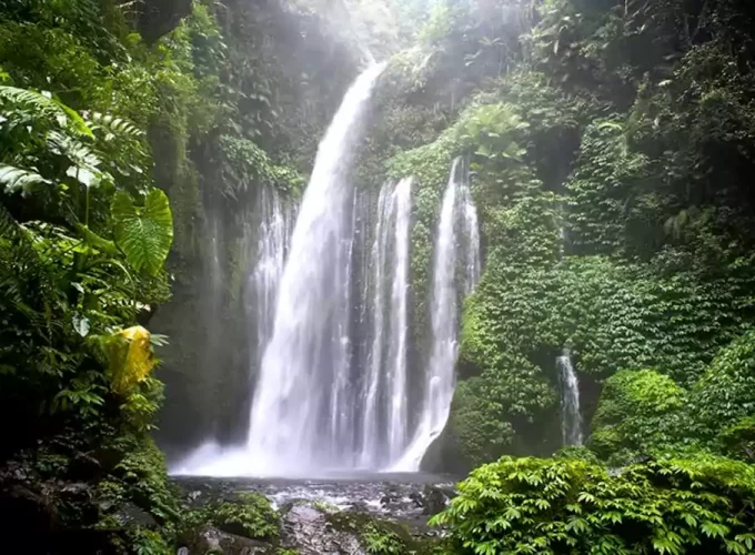 sendang gile waterfall, lombok tourism, lombok tourist attractions