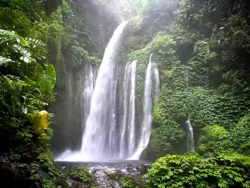 sendang gile waterfall, lombok tourism, lombok tourist attractions