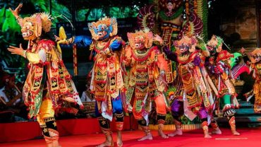 Sacred tapel masks carved from blessed wood, central to the Wayang Wong performance and Balinese spiritual tradition.