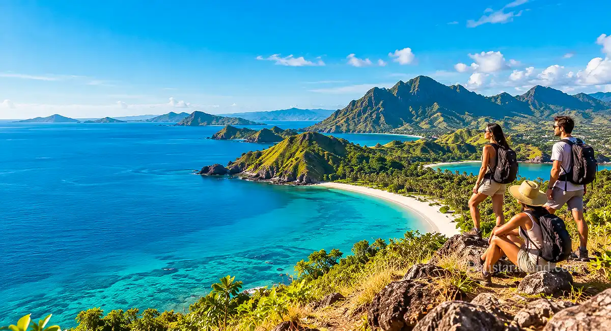 Adventure Packages featuring travelers exploring a dramatic Indonesian coastline