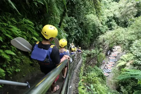 Scenic overview of the Mason Adventures Rafting start point on the Ayung River