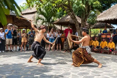 Travelers visiting Sade traditional village to experience Lombok's Sasak culture