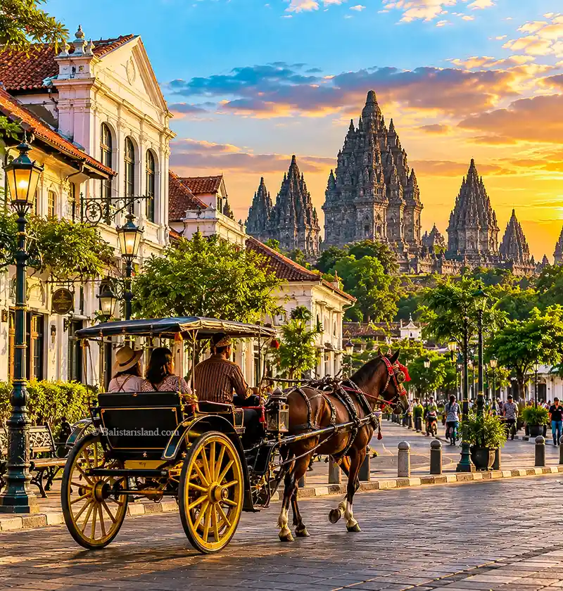 Central Java Top Tourist Destinations featuring a historic old town and Prambanan Buddhist Temple