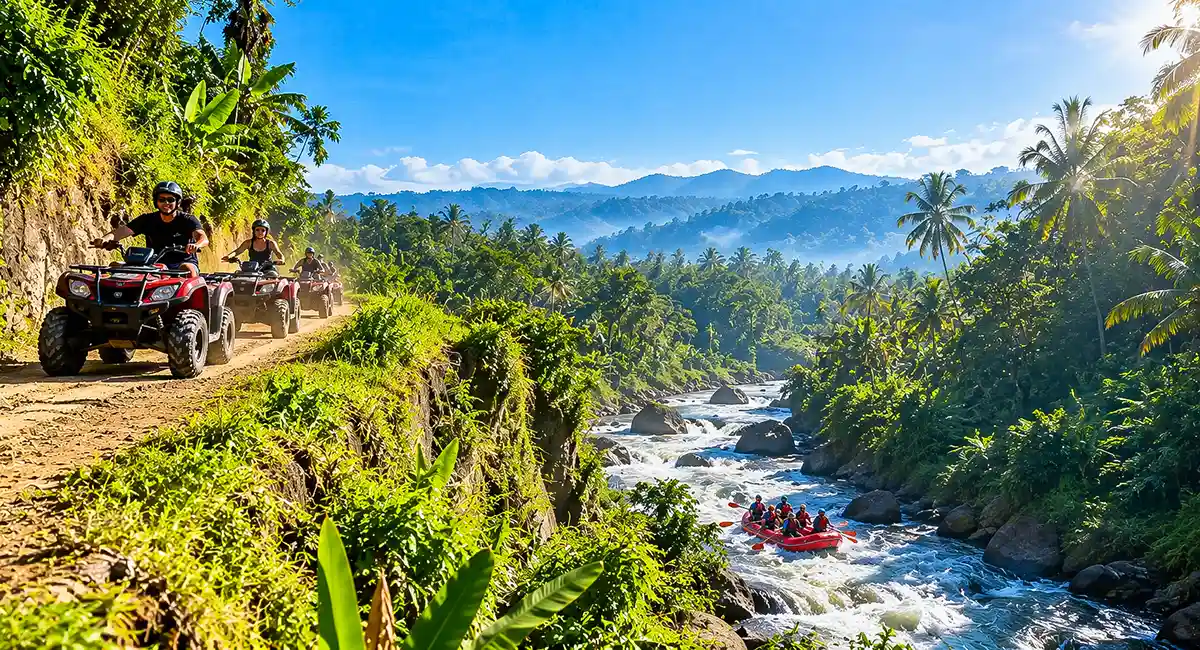Pertiwi ATV and Ayung River Rafting combo package featuring an exciting ATV ride and white-water rafting adventure in Bali